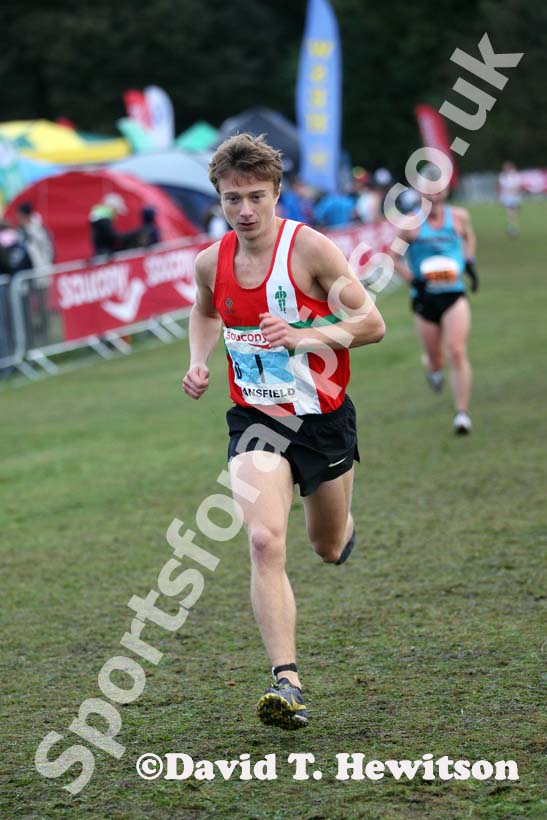 Jonathan Hay on the final leg taking Aldershot Farnham and District to victory in the senior mens National Cross Country Relays, Berry Hill Park, Mansfield. Photo: David T. Hewitson/Sports for All Pics